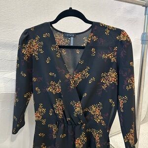 1. State Women's Black Floral V-neck, Peplum Top